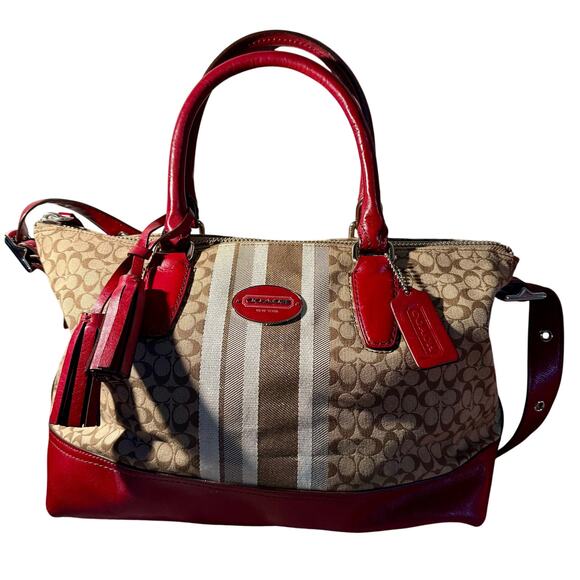 Coach Womens Bag Red Signature C Molly Satchel Shoulder Vintage Handbag Purse - Picture 1 of 12